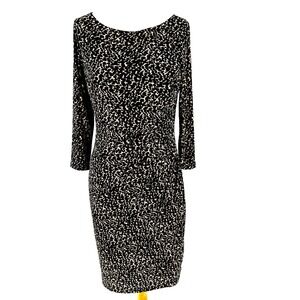 Lauren Ralph Lauren Animal Print Dress 10 Ruched Bodycon Office Wear Slimming